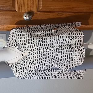 Heart print button down, sz M, So, black and white